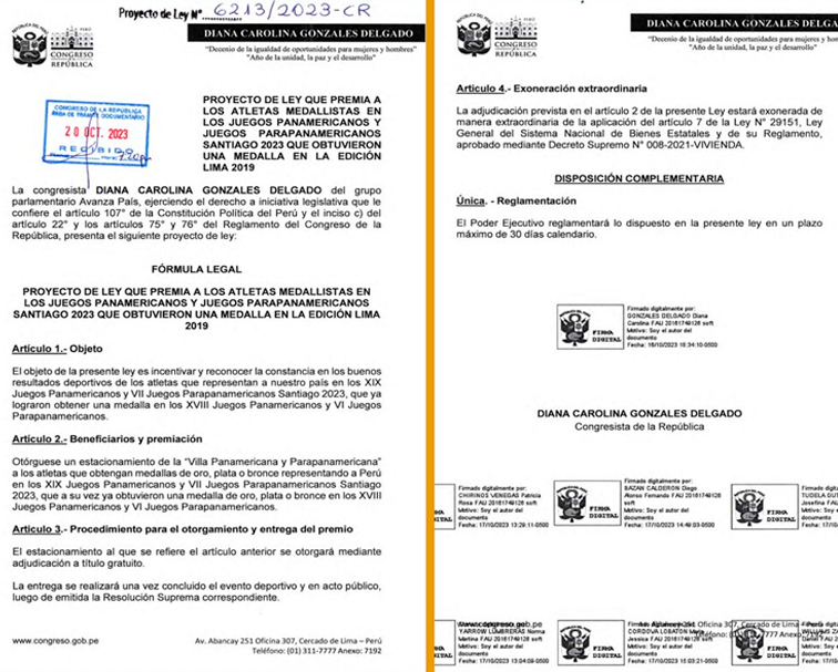 Documento sobre el proyecto de Ley 6213-2023/CR que fue aprobado por unanimidad en el Congreso.