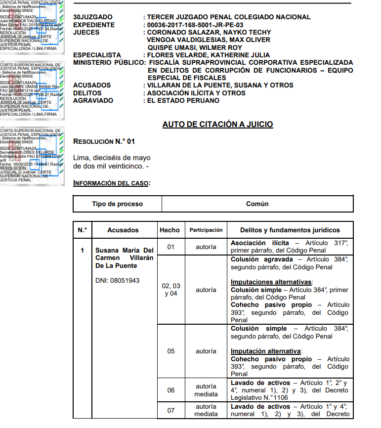 Auto de enjuiciamiento de Susana Villarn