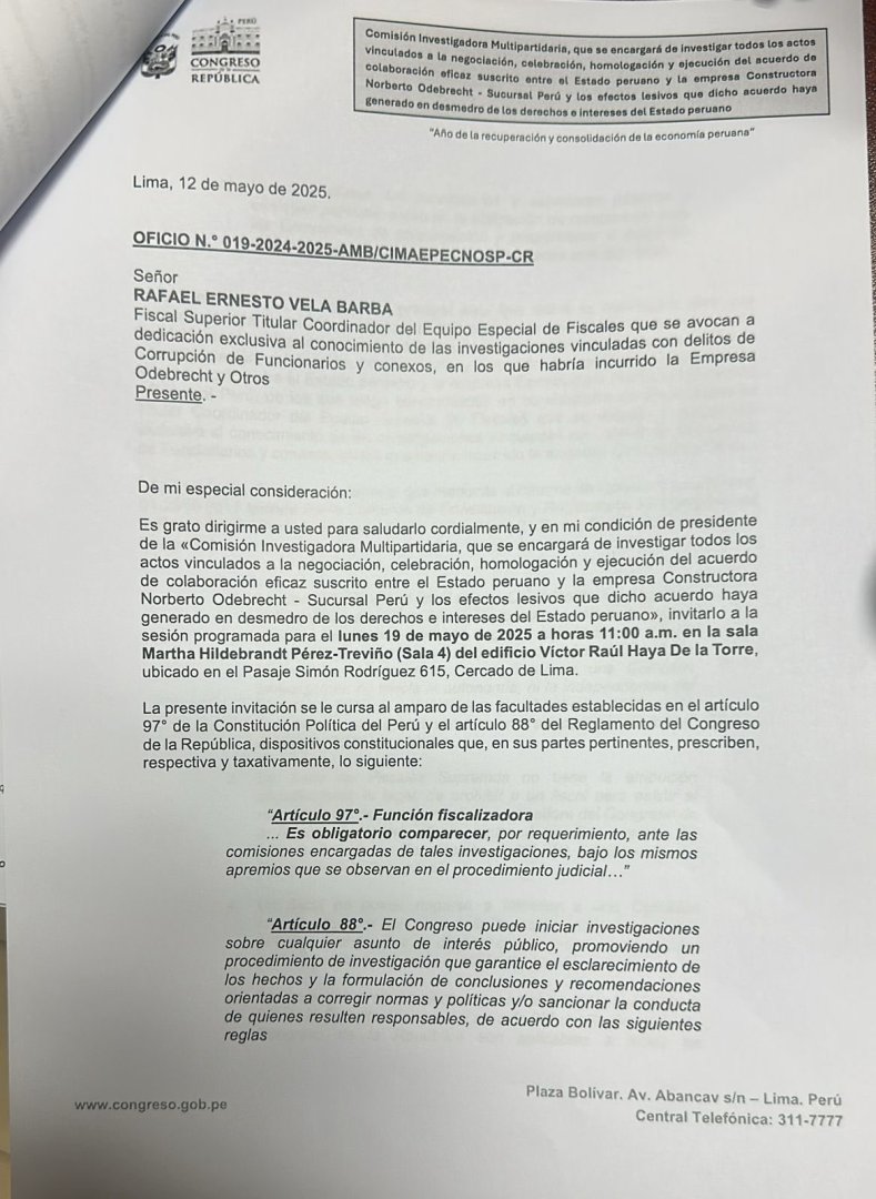 Oficio N. 019-2024-2025-AMB/CIMAESPECNOSP-CR