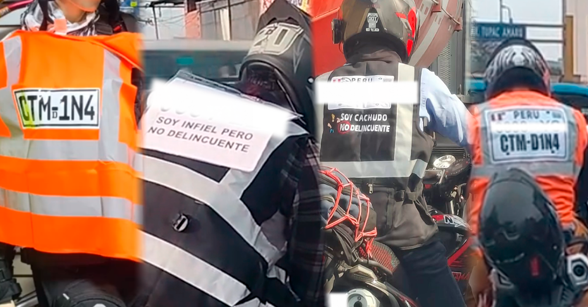 Motociclistas usan chalecos con 'placa'.