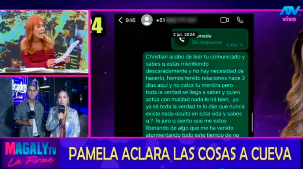 Pamela Lpez revela chat comprometedor con Christian Cueva.