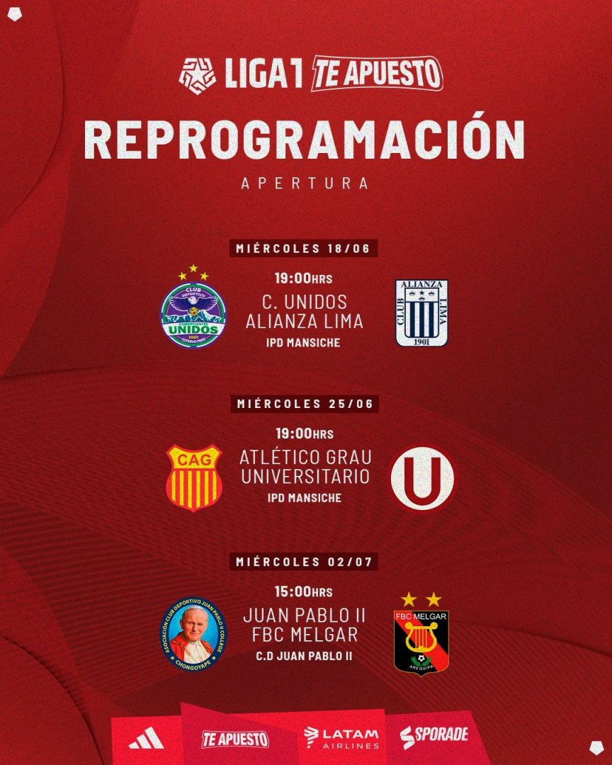 Liga 1 reprogram encuentros pendientes del Apertura.