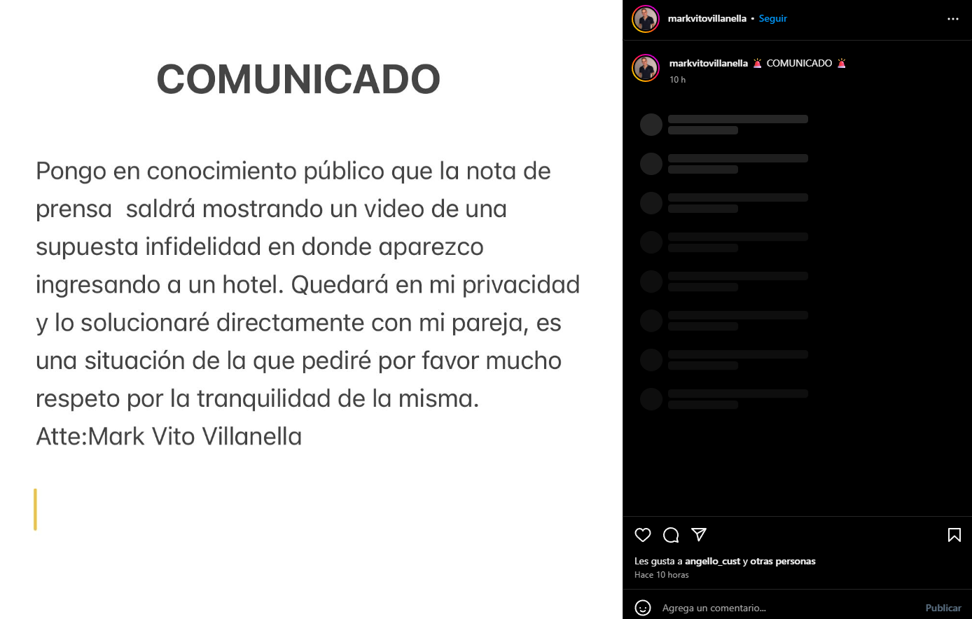 Mark Vito no esper ni el ampay: Acept infidelidad a das de oficializar su romance