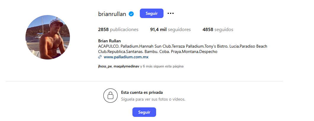 Brian Rullan pone cuenta de Instagram en privado.