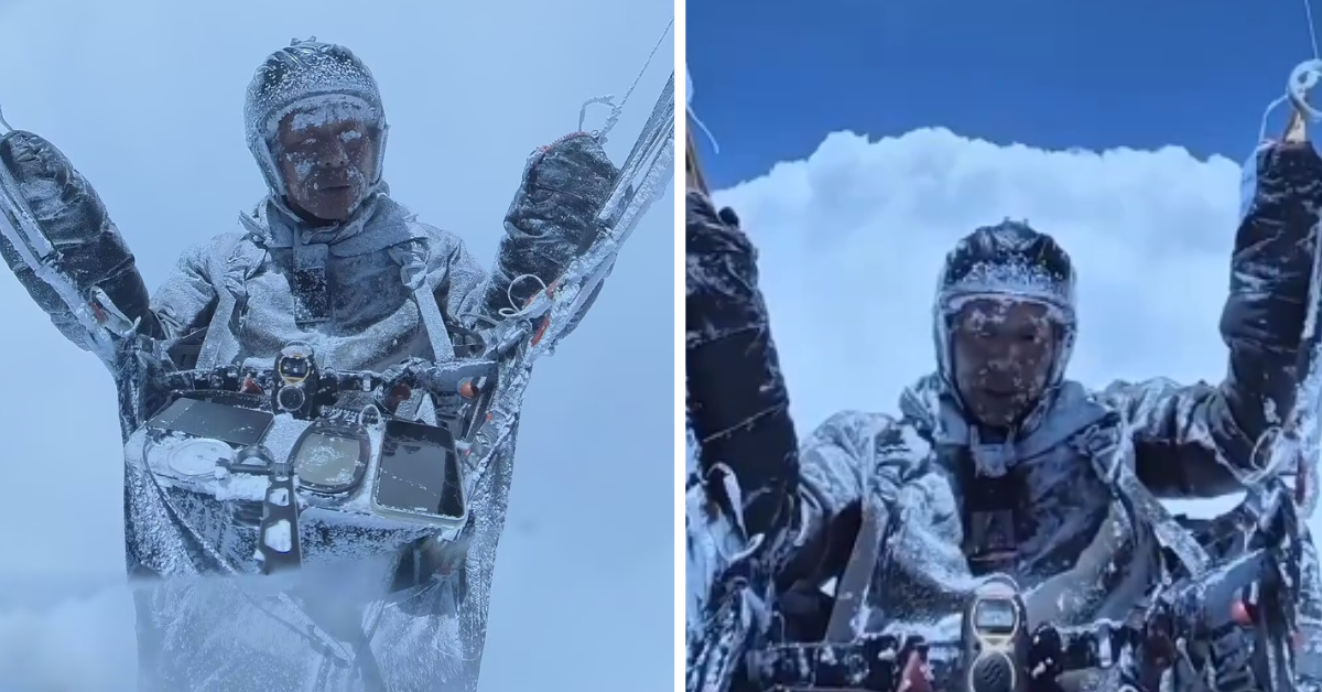 Parapentista chino es arrastrado por nube y sobrevive para contarlo: estuvo a más de 8,500 metros de altura