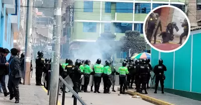 Estudiantes de la UNH protestan y policial responde con gases lacrimógenos