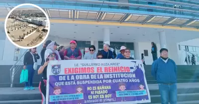 Padres exigen reinicio de obra paralizada en la I.E Guillermo Auza Arce