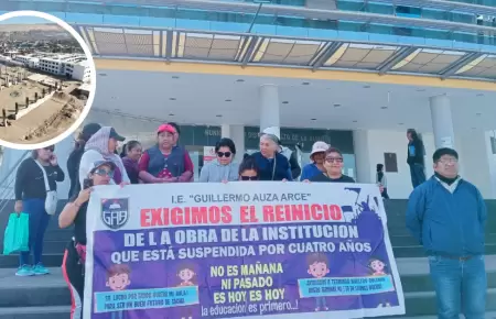 Padres exigen reinicio de obra paralizada en la I.E Guillermo Auza Arce