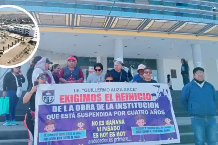 Padres exigen reinicio de obra paralizada en la I.E Guillermo Auza Arce