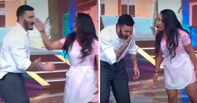 Onelia lanza cachetada a Mario en vivo.