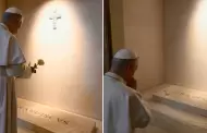 Papa Len XIV rez de rodillas frente a la tumba de Francisco en la Baslica Santa Mara la Mayor