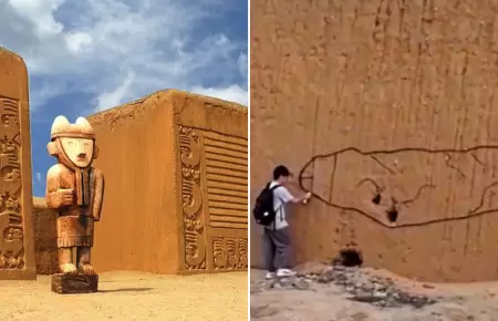 Vandalizan histórico muro de Chan Chan.
