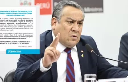 Renovacin Popular exige cambio de premier Gustavo Adrianzn
