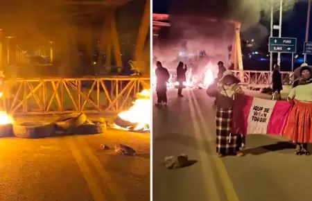 Bloquean vías y queman llantas en Puno por paro de transportistas.