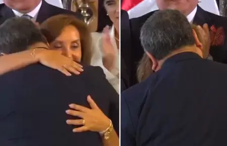 Dina Boluarte despide a Adrianzn con efusivo abrazo.