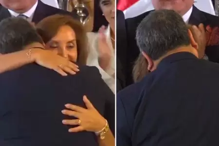 Dina Boluarte despide a Adrianzn con efusivo abrazo.