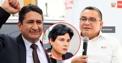 Vladimir Cerrón, Norma Yarrow y Juan José Santiváñez.