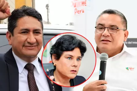 Vladimir Cerrón, Norma Yarrow y Juan José Santiváñez.