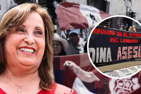 Peruanos protestaron contra Dina Boluarte en el Vaticano.