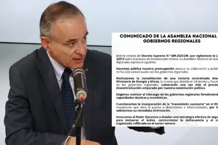Jorge Montero responde a gobiernos regionales por Reinfo.