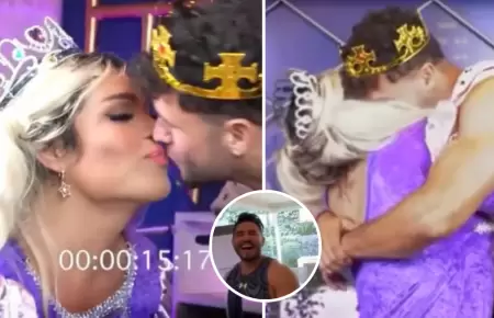Wendy Guevara y Fabio Agostini se dan tierno beso en vivo.