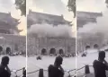 Video capta preciso instante del derrumbe de techo de la Torre del Tambor en China: Tenía más de 650 años