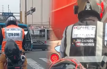 Motociclistas usan peculiares chalecos con 'placa'.