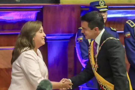 Dina Boluarte y el presidente de Ecuador, Daniel Noboa.