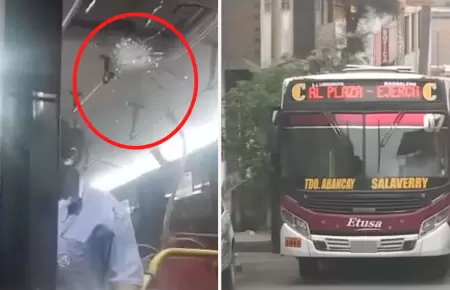 Delincuentes disparan a bus de la empresa ETUSA.