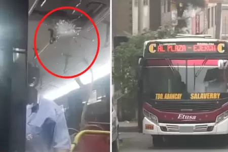 Delincuentes disparan a bus de la empresa ETUSA.