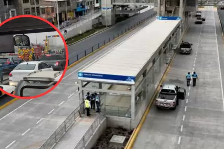 Accidente en va exclusiva del Metropolitano en Comas.