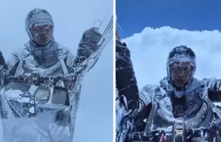 Parapentista chino es arrastrado por nube a más de 8,500 metros.