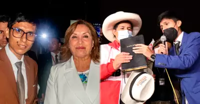 Anthony Lastra con Dina Boluarte y Pedro Castillo.