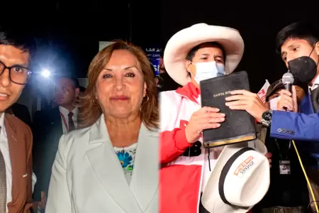 Anthony Lastra con Dina Boluarte y Pedro Castillo.