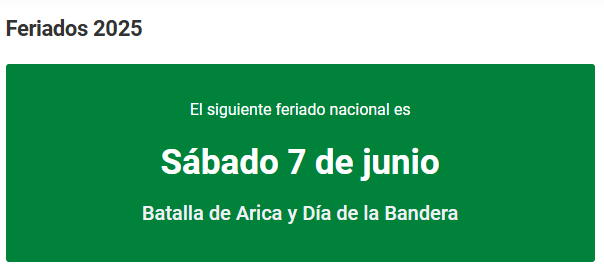 Feriados nacionales. Fuente: (Plataforma del Estado).