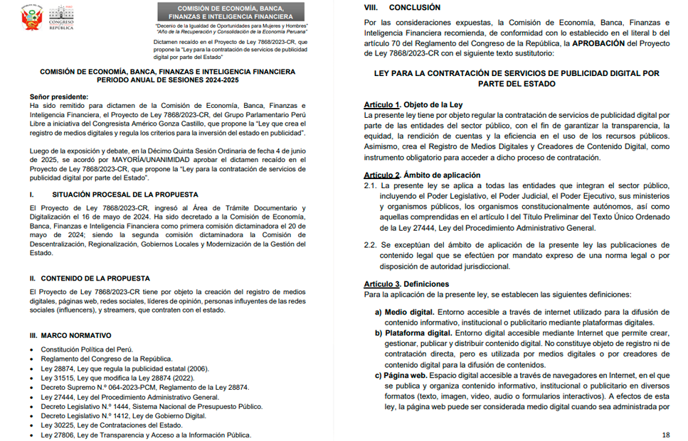 Dictamen aprobado por la Comisin de Economa.