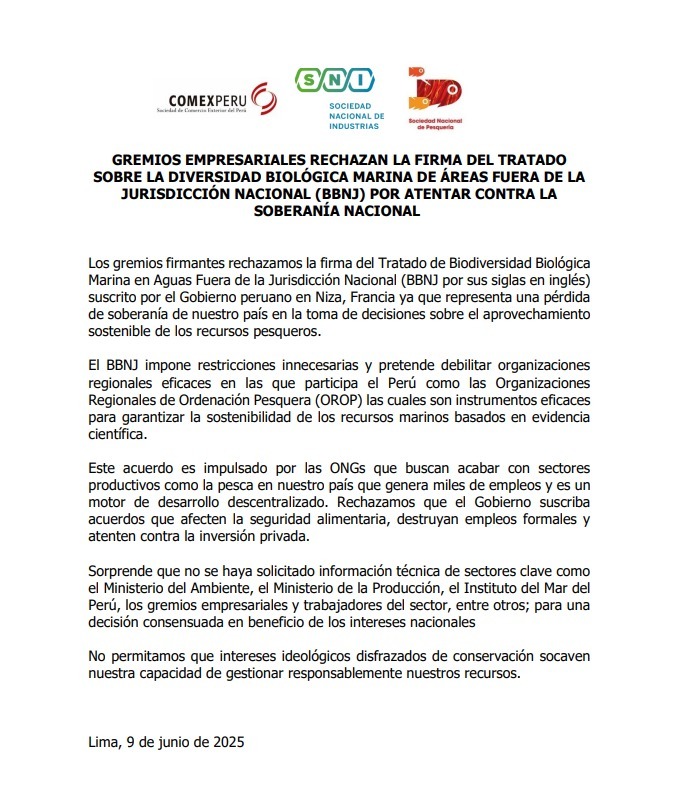 Comunicado de gremios empresariales