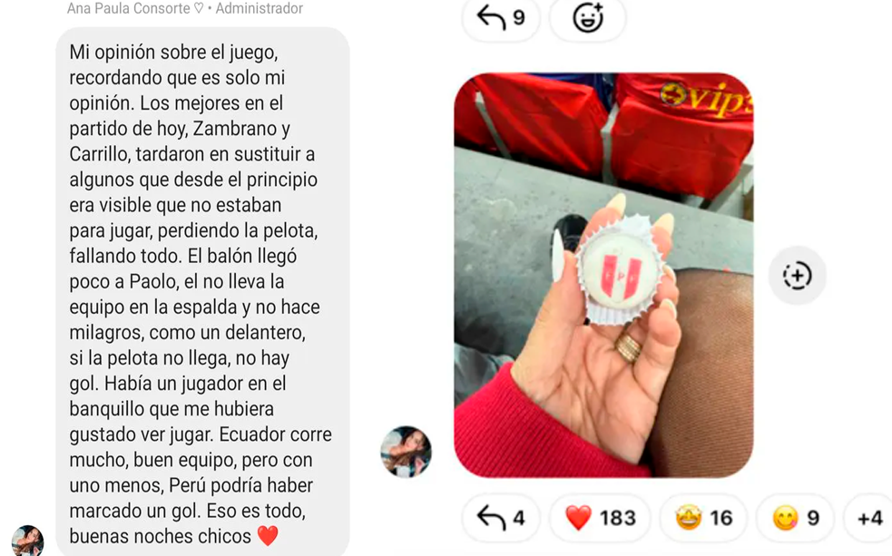 Ana Paula Consorte y su crtica tras empate 0-0 de Per ante Ecuador.