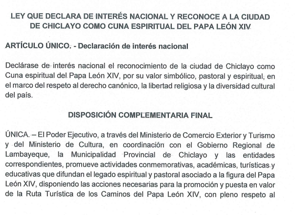 Chiclayo como cuna espiritual del Papa Len XIV.