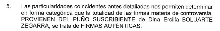 Resultados de Informe Pericial Oficial de Grafotecnia del Ministerio Pblico
