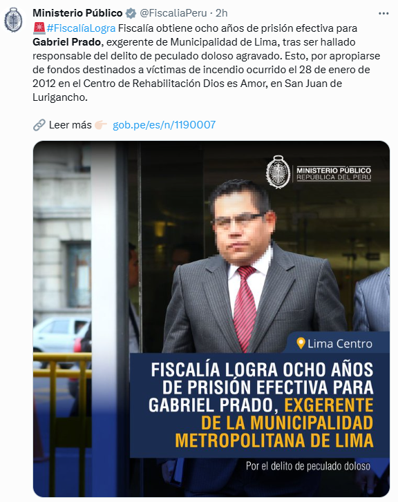 Dictan 8 aos de prisin contra Gabriel Prado, exgerente en gestin de Susana Villarn.