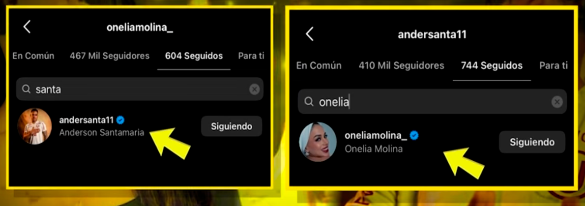 Onelia Molina y Anderson Santamara se siguen en redes sociales.
