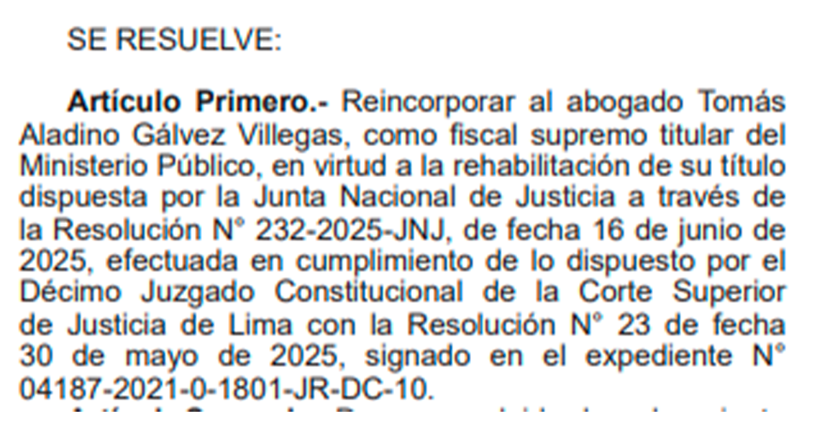 Resolucin del Ministerio Pblico.