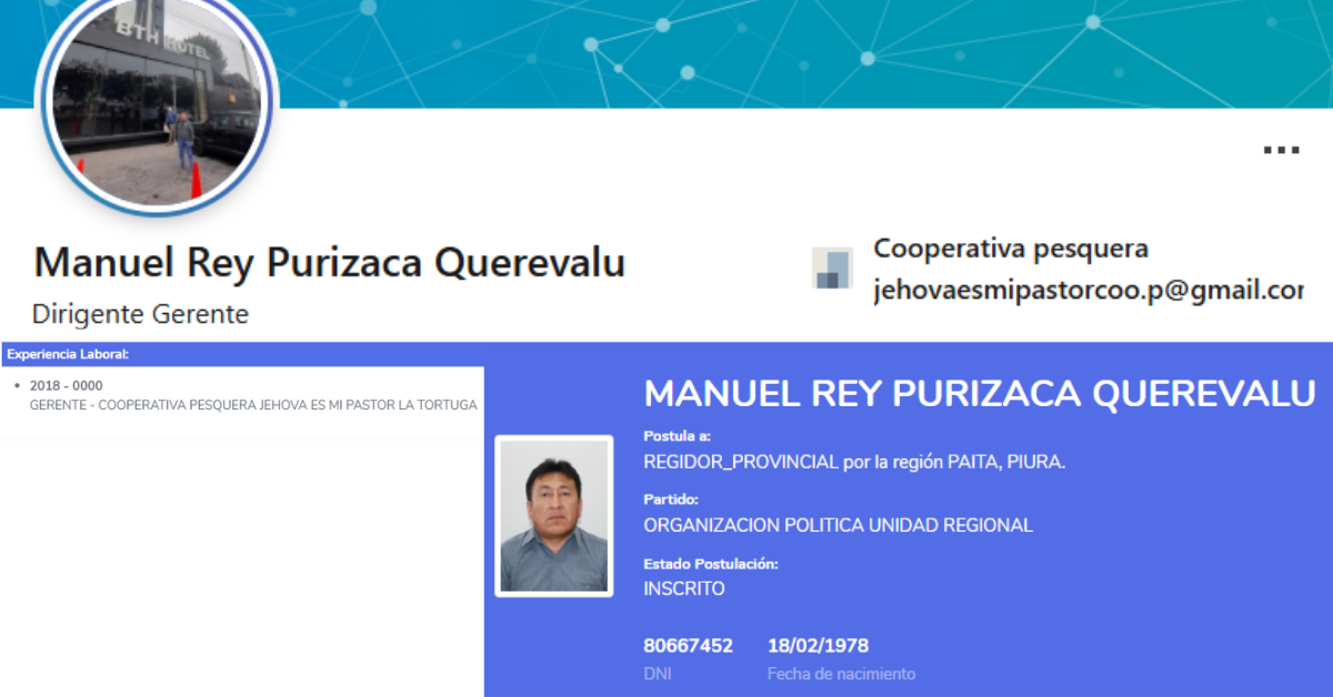 Regidor de Paita figura como gerente de corporativa duea de barco involucrado.