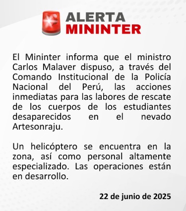 Mininter ordena acciones para recuperar restos de los estudiantes desaparecidos.
