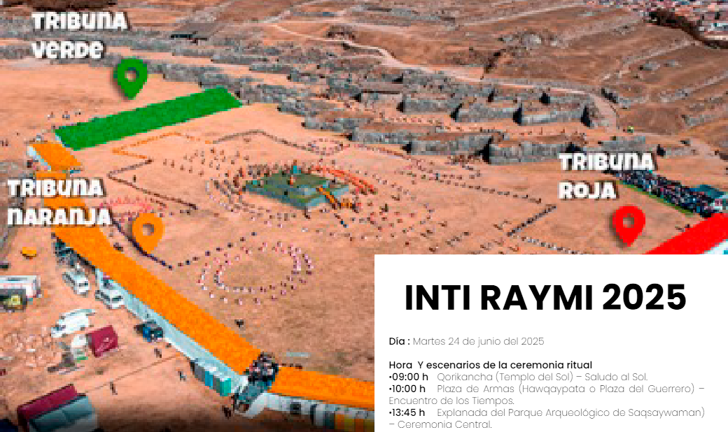Tres tribunas para presenciar el Inti Raymi en Cusco este 24 de junio.