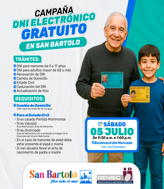 Campaa de DNIe gratuito en San Bartolo este 5 de julio.