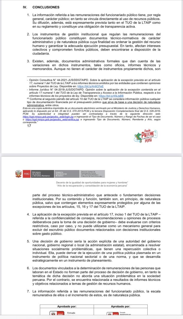 Las remuneraciones de Dina Boluarte, como las de todo otro funcionario de la repblica, son de carcter pblico.