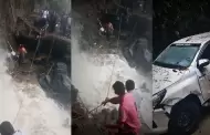 Huaico en el VRAEM arrastra camioneta con siete personas a bordo y deja comunidades incomunicadas