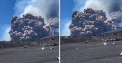 Volcn Etna hizo erupcin y asust a turistas.